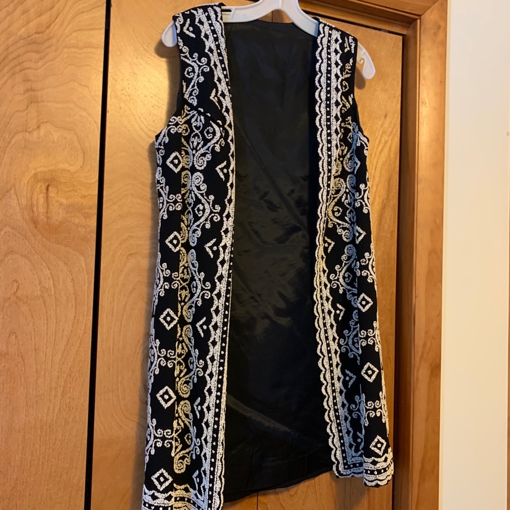 Rare vintage black beaded long vest